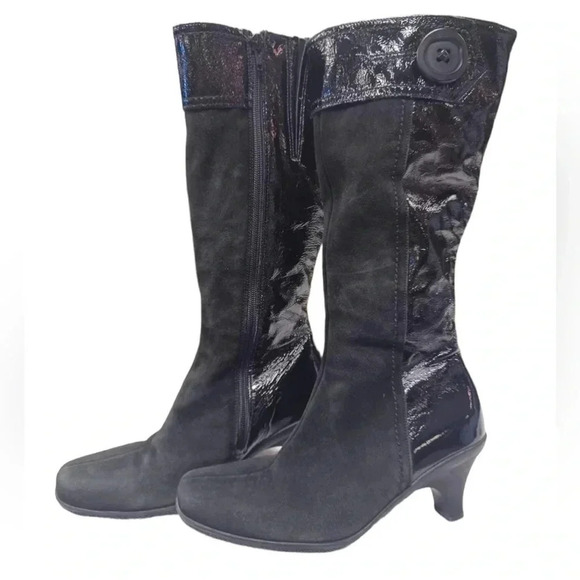 La Canadienne Leather Suede Heeled Boots Size 7M - Picture 1 of 9